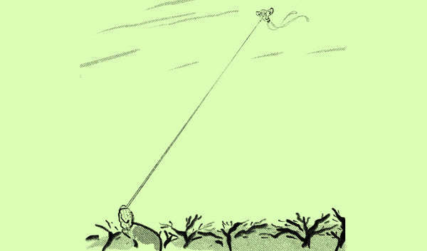 きせつのえてがみ｜VOL.39 凧糸を引いて引かれて まぶしげに 空とつながる 遊びをしている